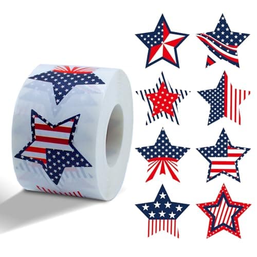 Oeyliz American Flag Stickers Patriotic Stickers 4th of July Sticker Memorial Day Small Star Sticker 500PCS Independence Day Holiday Envelope Card Gifts Party Supplies (Independence Day) - Image 1