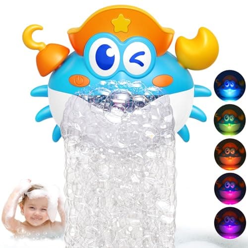Bath Toys, Light Up Crab Bath Bubble Maker Bathroom Toys for Kids Ages 1-3 4-8,Bath Bubble Machine with Colourful Light Toddler Bathub Toy Great Birthday for Kids - Image 1