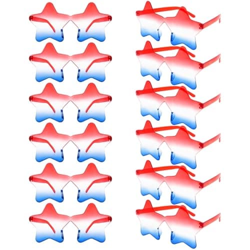 4th of July Star Glasses 12 Pairs Fourth of July Party Favors Red Blue White American Flag Sunglasses for Kids Women Independence Day Gifts Patriotic Sunglasses for Pool Party in USA Decorations - Image 1