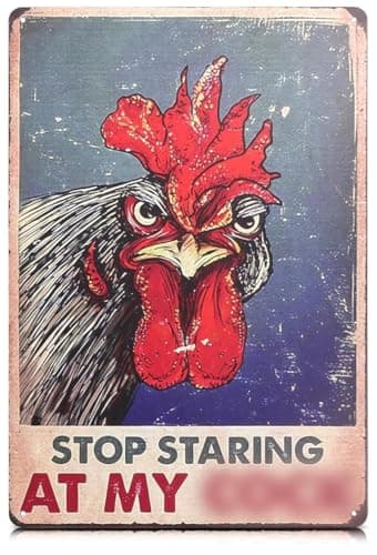 Chicken Coop Sign 8 x 12 Inches – Stop Staring at My Sign, Rooster Decor – Lightweight Durable Tin Metal, Fade-Resistant, Easy to Install, Indoor and Outdoor Use | Chicken Coop Accessories & Gifts - Image 1