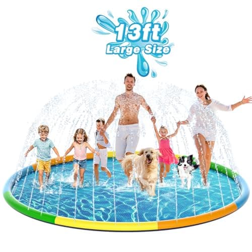 Splash Pad for Kids & Dogs, 13FT Extra Large Sprinkler Water Play Mat, EPN Non-Slip Thick PVC Outdoor Water Toy for Kids Ages 4-8, Toddlers 3+ & Pets, Backyard Lawn Summer Fun - Image 1