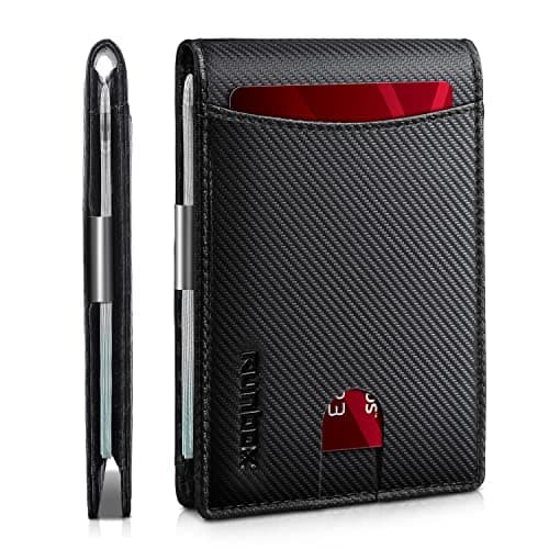 RUNBOX Slim Money Clip Wallets for Men and Teen Boys RFID Blocking 11 Card Holder Minimalist Small Leather Bifold Novelty Men's Wallet Front Pocket Gift Box - Image 1