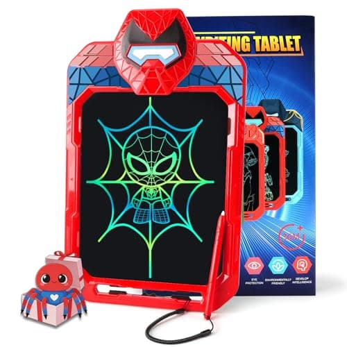 LCD Writing Tablet for Kids 10 Inch Spider Hero Drawing Board for Boys 3 4 5 6 7 Drawing Pad with Lanyard High Definition Color Doodle Board Travel Toy Birthday Gift for Toddler - Image 1