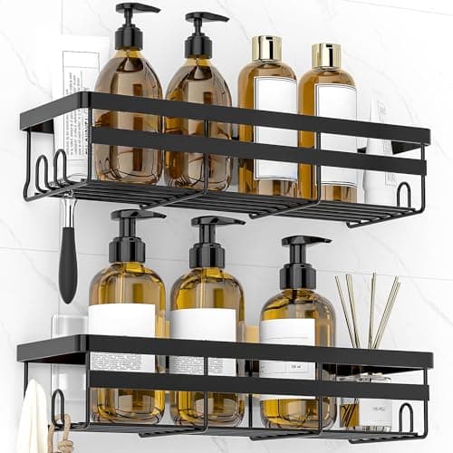 WOWBOX Shower Caddies 2 Pack - Adhesive Hanging Shower Shelf - Bathroom Organizers and Storage, No Drilling Stainless Shower Shelves for Home Decor, Bathroom Accessories - Image 1