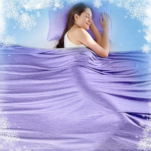 KMUSET Cooling Blanket Twin (60"x80"), Double Sided Summer Cooling Blankets for Hot Sleepers & Night Sweats, Breathable Lightweight Blanket for Dorm Room Essentials, Picnic, Gifts for Women Lavender