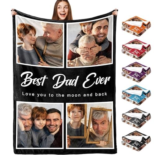 Yofair Fathers Day Blankets Gifts Custom Blanket with Picture Customized Photo Blanket Family Christmas Personalized Dad Birthday Gifts for Adult 50" W x 60" L - Image 1