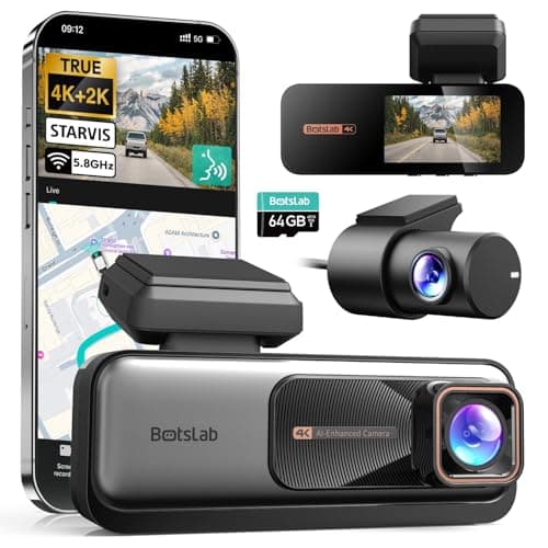 BOTSLAB 4K+2K Dual Dash Cam Front and Rear, Dashcam with Voice Control, STARVIS, ADAS Driver Alerts, Starry Night Vision, 24/7 Parking Monitor, 5.8GHz WiFi & GPS, Free 64GB Card, Loop Recording - Image 1