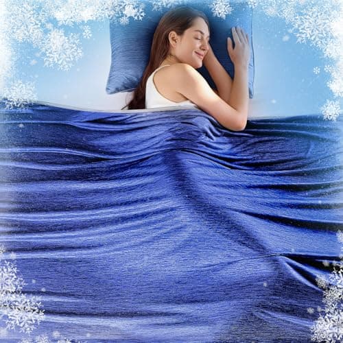 KMUSET Cooling Blanket Twin (60"x80"), Double Sided Summer Cooling Blankets for Hot Sleepers & Night Sweats, Breathable Lightweight Blanket for Dorm Room Essentials, Picnic, Gifts for Women Navy Blue