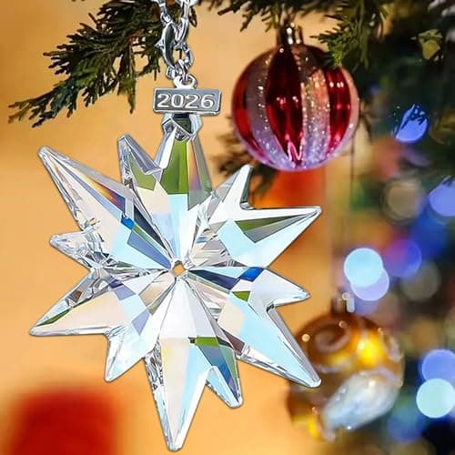 2026 Annual Christmas Ornaments Crystal Snowflake Star, Sparkly Crystal Ornament for Christmas Tree, Beautiful Ornaments for Women Girls