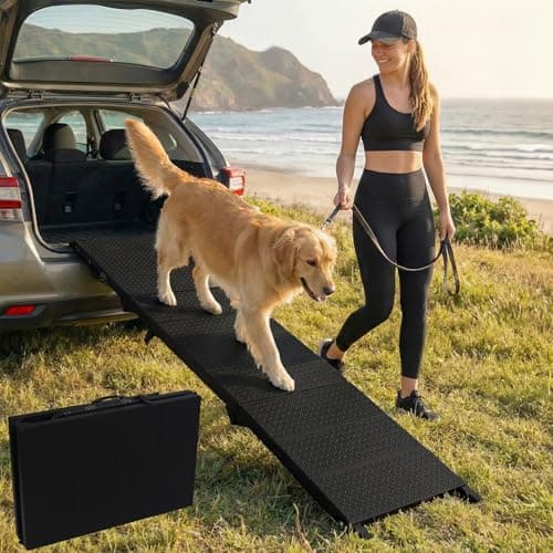 Dog Ramp for Car 71" X 18.7" Extra Long Folding Aluminum Pet Ramp for Large Dogs up to 250 LBS, Portable Waterproof Dog Ramps for SUV Truck and High Bed - Image 1