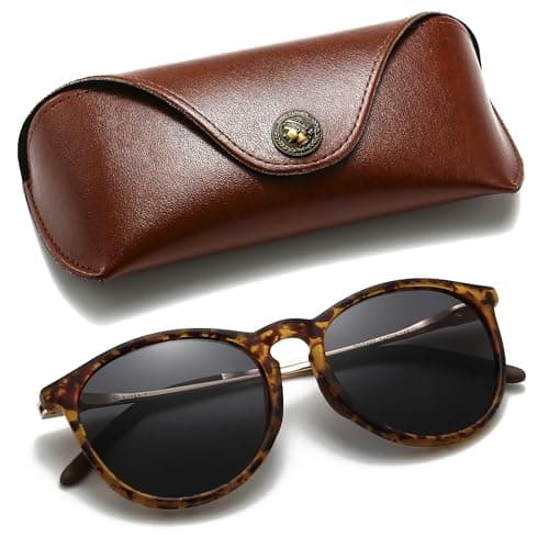 SUNGAIT Original Design Trendy Sunglasses Polarized Vintage Round Classic Retro Style for Women and Men (2025 Amber Frame/Gray Lens) - Image 1