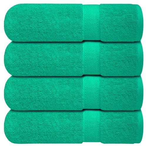Infinitee Xclusives Luxury 100% Ring-Spun Cotton Bath Towels Set of 4 (27x54 inches) – Soft, Absorbent & Quick-Drying Towels for Bathroom, Gym, Spa & Hotel Use (Vivid Green, Bath Towels) - Image 1