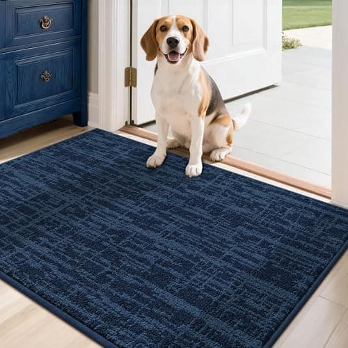 Dirt Trapper Door Mat Non-Slip Washable Entryway Rug,24"x36" Navy Blue