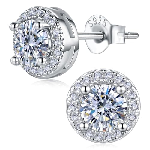 0.5CT Round Moissanite Earrings for Women D Color VVS1 S925 Sterling Silver White Gold Plated Ideal Gift for Wife Mom on Anniversary Mother's Day Birthday Expressing Maternal Love and Friendship - Image 1