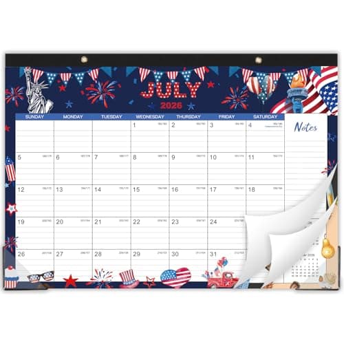 2026 Desk Calendar - Jan. 2026 - Dec. 2026, 12" x 17", 12 Months Calendar Pad with Corner Protectors, Cutting Line, Hanging Hole, Large Office Desktop Calendar - 12 Different Themes - Image 1