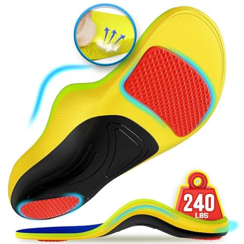 240+lbs Plantar Fasciitis Relief Insoles Men Women, 100% Memory Foam Comfort Shoe Insoles for Pain Relief, Heavy Duty High Arch Support Inserts for Flat Feet, Work Boot Orthotic Insoles Absorb Shock - Image 1