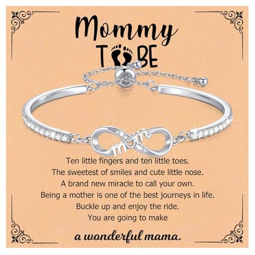 XUANPAI Silver Infinity Bracelets for MOM - Infinity Love Heart Bracelet for New Mom,Trendy Adjustable Cubic Zirconia Infinity Jewelry with Box,Gifts for Mama,Happy Birthday Presents for Her - Image 1
