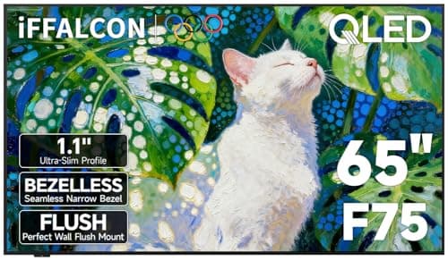 iFFALCON 65-Inch Class QLED 4K F75 Smart TV, Ultra-Slim 1.1'' Floating Picture Frame TV, Seamless Wall-Mount Installation | Dolby Vision IQ, 144Hz, Google TV, Alexa | Works w/Legacy Devices - Image 1