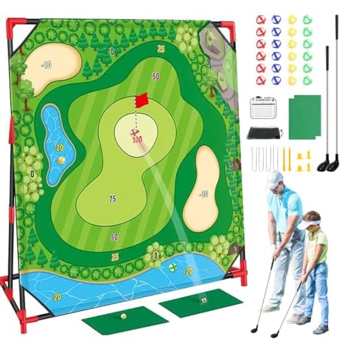 Golf Chipping Game with Stand, Upgrade 54"x 54" Golf Hitting Mat and Practice Set with Sticky Balls Perfect for Backyard Indoor Outdoor Family Battle Game, Christmas Ideal Gifts for Kids Adults (A) - Image 1