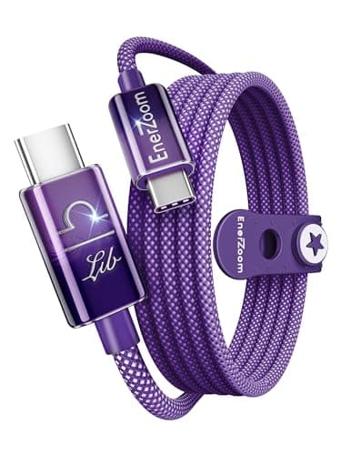 240W Zodiac USB C to USB C Cable,【Hand-Painted/50,000 Bends SGS Tested/Nylon Braided】 USB C Cable for iPhone, Samsung, MacBook, Unique Premium Gift Box, Astrology Gifts for Women, 3.3FT-Libra - Image 1