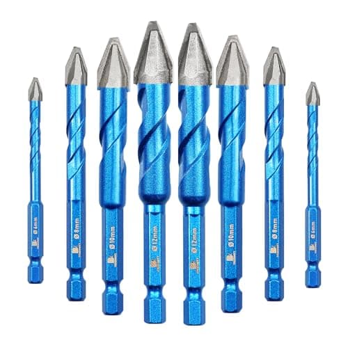 BRSCHNITT Head Eccentric Drill Bit 3/16"*2,1/4"*2,5/16"*2,3/8"*2,1/2"*2- Carbide Tipped Drill bit Masonry Drill Bit Sets for Porcelain Ceramic Tiles Glass Hard Plastic Cement/Granite etc - Image 1