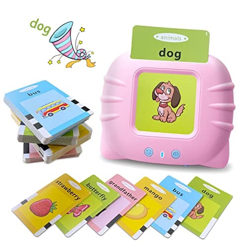 Toddler Talking Flash Cards for 1 2 3 4 5 Year Old Boys and Girls - Language Sensory Learning Device with 224 Sight Words - Montessori,Pocket Speech Therapy,Autism Toys,Christmas Birthday Gift - Pink - Image 1