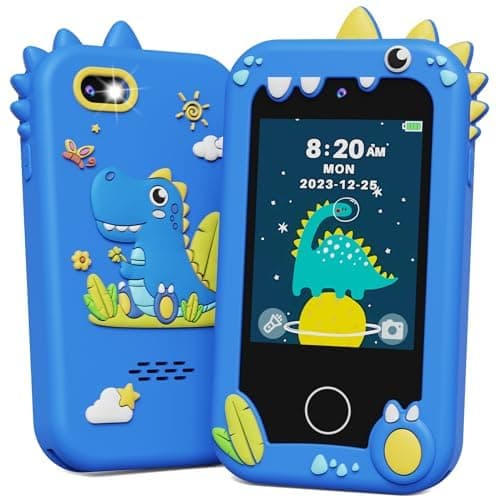 KOKODI Kids Smart Phone Toys, Birthday Gifts Idea Dinosaur Toys for 3 4 5 6 7 8 Year Old Boys, Touchscreen HD Digital Dual Video Camera, Preschool Learning Toy for Kids 3-5 Travel Trip Activity (Blue) - Image 1