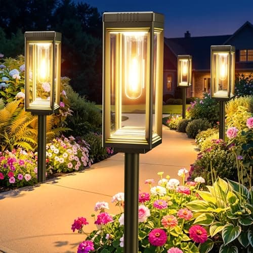 VICOUP 8 Pack Tall Solar Pathway Lights Outdoor, Bright Solar Powered Garden Lights Waterproof, Auto On/Off, Up to 15Hrs Outdoor Light for Path Yard Walkway Driveway Patio Lawn Decor Landscape - Image 1