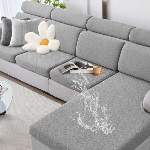 Couch Cushion Covers Waterproof, Stretch Sectional Couch Covers L Shape, Sofa Cushion Covers Washable, Non Slip Magic Sofa Covers, Sofa Slipcovers with Elastic Bottom, Pet-Friendly (1 Chaise Cover) - Image 1