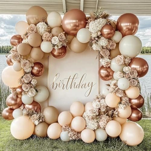 Blush Beige Gold Balloon Arch Kit - Double Stuffed White Sand Nude Balloon Garland Neutral Cream Apricot Balloons for Birthday Baby Shower Bridal Shower Boho Gender Reveal Wedding Party Decor - Image 1