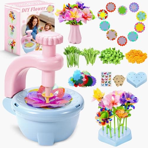 TANAVE Flower Making Kit for Kids,Diy Flower Bouquet Kit,Fabric Flower Bouquets Toys Upgraded,Flower Crafts/Flower Maker for Kids Birthday Gifts for Ages 3 4 5 6 7 8 9 10 11 12 Year Old Girls (126pcs) - Image 1