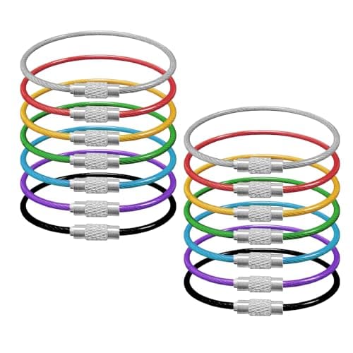 Gredak Wire Keychain Cable Golden PVC coated Multicolor 14pack 1.5mm 6 Inch, Stainless Steel 7x7 Cable Key Ring,Cable key RingďźWeatherproof Design for Keys Tools Outdoor Gear - Image 1
