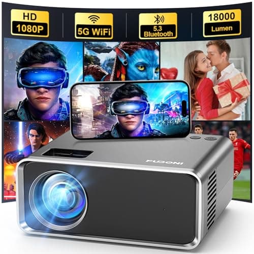FUDONI Projector with WiFi and Bluetooth 4K Supported, Upgraded 18000L Outdoor Movie Projectors Native 1080P FHD, Video Projector for Home Theater, Compatible w/HDMI/USB/iOS/Android/Windows/TV Stick - Image 1