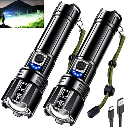 AKNEAR Rechargeable LED Flashlight 99000 High Lumens, Super Bright Flashlights with Zoomable & USB C Rechargeable & 5 Light Mode & IPX7 Waterproof, Powerful Flash Light for Home, Hiking, Camping - Image 1