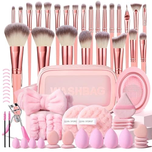 HGHDBT 65Pcs Pink Makeup Brushes Set Professional Makeup Kit Multi-functional Makeup Tool Set with Case Facial Makeup Accessories, Foundation Makeup Brush Kit Eye and Face Make up Brushes & Tools - Image 1