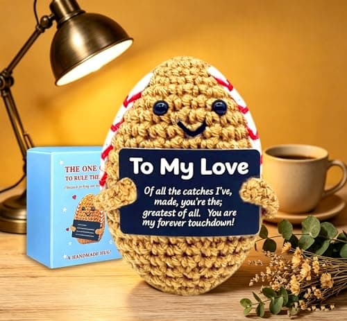 Kenoerd to My Love,Emotional Support Pickle,Handmade Crochet Thinking of You Gifts for Boyfriend Girlfriend,Positive Potato Funny Birthday Gift for Women Men Coworker,Stress Relief Desk Decor - Image 1