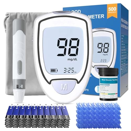Glucose Monitor Kit, Blood Sugar Monitor with 50 Strips & Lancets, Diabetic Testing Kit with Auto Eject, No Coding, Large Display for Seniors, Glucometer Blood Sugar Testing Kit for Travel & Home Use - Image 1