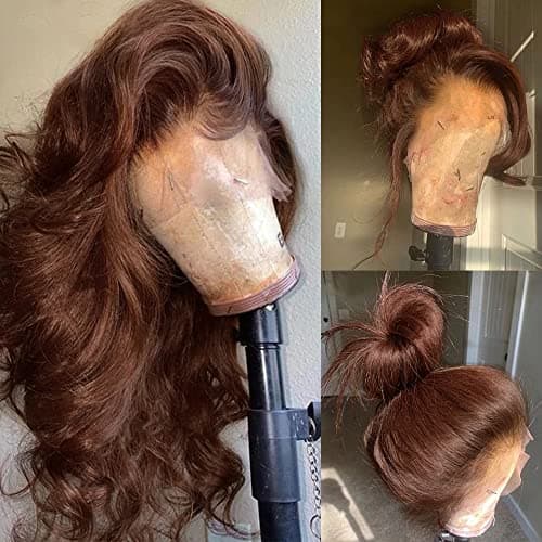FKFO 32 Inch Chocolate Brown Human Hair Wigs 13x4 Body Wave Lace Front Wig Pre Plucked Chestnut Brown Colored Human Hair Wigs For Women HD Transparent Lace Front Wig - Image 1