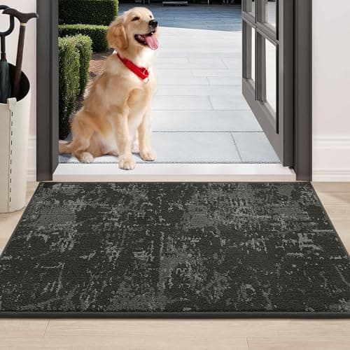 BEQHAUSE Dirt Trapper Door Mat 24" x 36", Non-Slip Doormats Washable Entryway Rugs, Stain Resistant Dog Door Mats Absorbent Welcome Floor Mat for Front Back Door, Mud Wet Shoes & Paws, Dark Grey - Image 1
