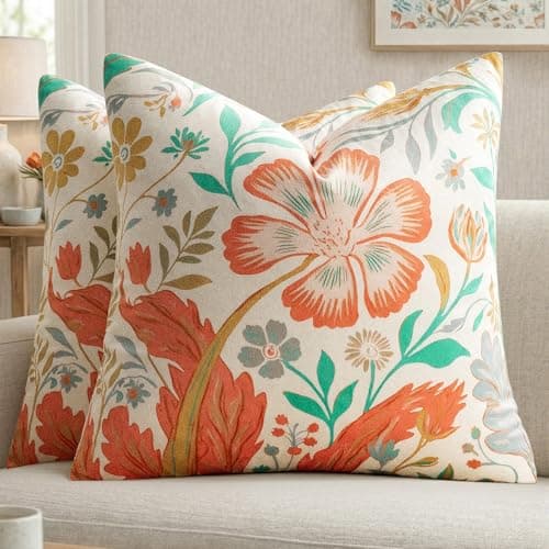 GIGIZAZA Decorative Floral Pillow Covers - Velvet 18x18 Spring Patterned Throw Pillow Covers for Bed Living Room Couch Soft Cushions Farmhosue Accent Covers Square Pillowcases - Image 1