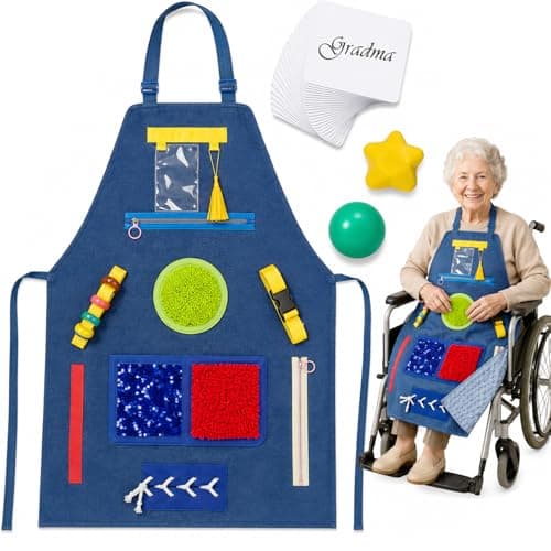 MISBEST Fidget Apron for Elderly with 2 Stress Balls & 100 Memory Cards, Dementia Activity Apron for Memory Care, Sensory Fidget for Anxiety Support, Unisex Adaptive - Image 1