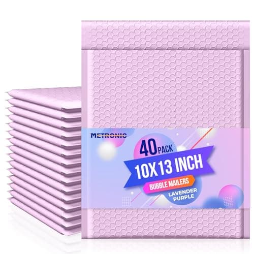 Metronic Bubble Mailer 10x13" Lavender Purple 40 Pack, Poly Padded Envelopes Waterproof Shipping Bags for Clothing, Self Seal Cushioning Mailers for Shipping Books, Jewelry, Makeup Supplies - Image 1