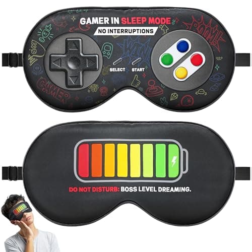 BeeVines 2 Pcs 100% Mulberry Silk Sleep Mask, Game Themed Eye Mask for Kids & Adults, Soft Skin-Friendly Blackout Eye Cover with Adjustable Strap, Lightweight Silk Eye Mask for Travel Sleep - Image 1