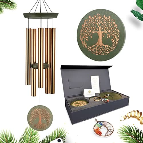 Gifts for Mom & Grandma - Outdoor Wind Chimes with Engraved Tree of Life, Large Patio Hanging Decor for Garden, Yard, Christmas, Anniversary Celebrations - Image 1