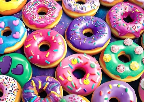 Colorful Donuts 500 Piece Jigsaw Puzzle for Adults, Vibrant Dessert Theme Puzzle with Poster & Letter on Back, Family Activity Entertainment, Challenging Gifts for Baking and Dessert Enthusiasts - Image 1