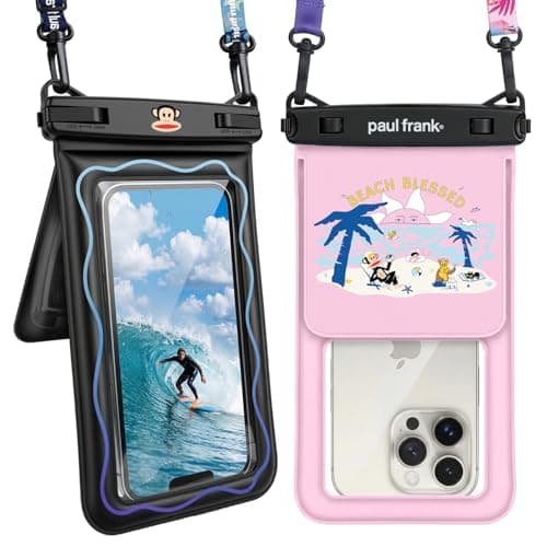 Paul Frank Floating Waterproof Phone Pouch - 2 Pack, Up to 8.5'' Double Space IPX8 Waterproof Phone Case with Lanyard for iPhone 17 16 15 Pro Max, Cellphone Dry Bag for Beach Vacation Essentials - Image 1