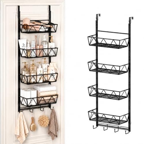 Over The Door Bathroom Storage and Organizer Rack Hair Dryer Holder,Hair Tool Organizer,4-Tier Adjustable Height, for Bathroom Laundry Cosmetic, Vanity, Kitchen - Image 1