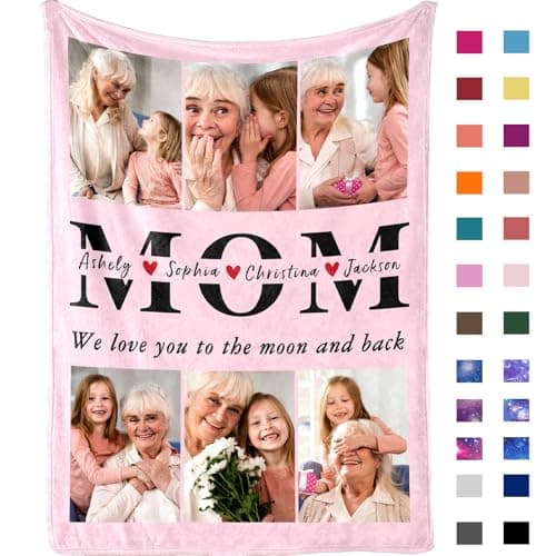 Yofair Mothers Day Birthday Gifts for Mom Custom Blanket with Picture Personalized Mother's Day Blankets Gifts Customized Photo Blanket Mom Birthday Gifts for Women 50" W x 60" L - Image 1