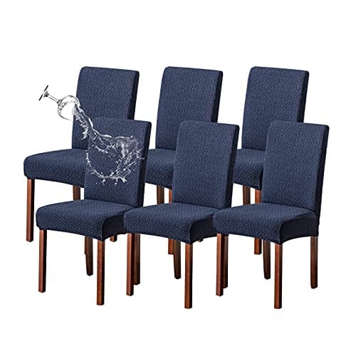 Genina Waterproof Chair Covers for Dining Room 6 Pack Kitchen Chair Covers Parson Dining Chair Slipcover,Navy Blue - Image 1