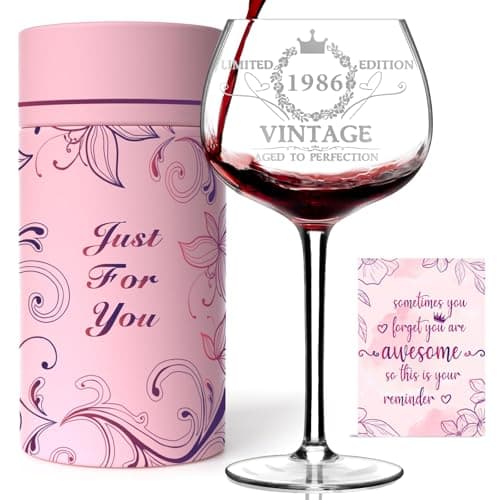 Gumry 40TH Birthday Gifts for Women, Vintage 1986 40th Wine Glass, 40 Year Old Birthday Decorations For Women, Funny 40 Bday Gifts Idea for Her, Friends, Daughter, Sister Mom - Turning 40 Present - Image 1